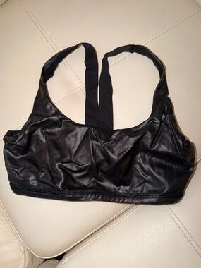 SPANX Black Faux-Leather Sports Bralette
